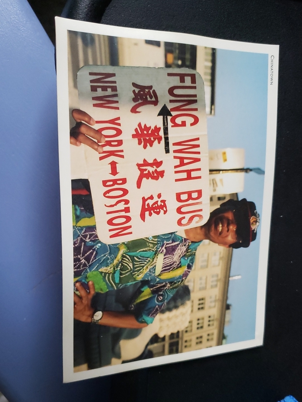 New York-Boston Fung Wa Bus Vintage Postcard,  Wall Art - Multicolor